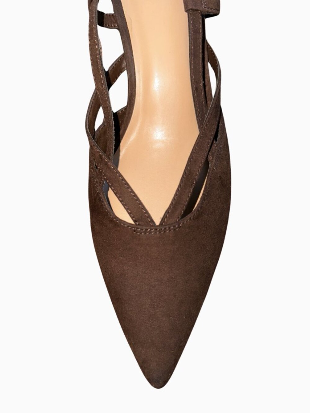 NWT A New Day Brown Faux Suede Pointed Toe Louis Slingback Heel Pumps Size 9.5 - Picture 4 of 9